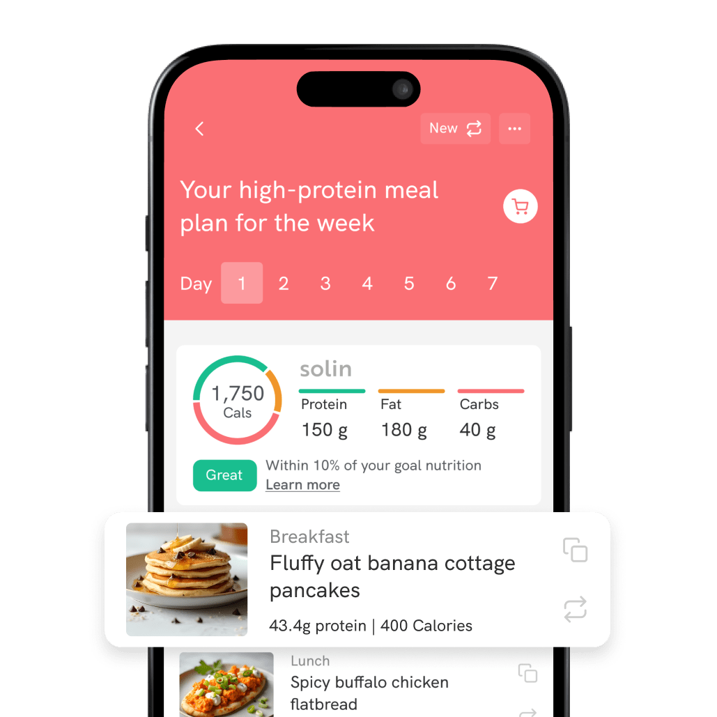 mobile app meal generator set goals