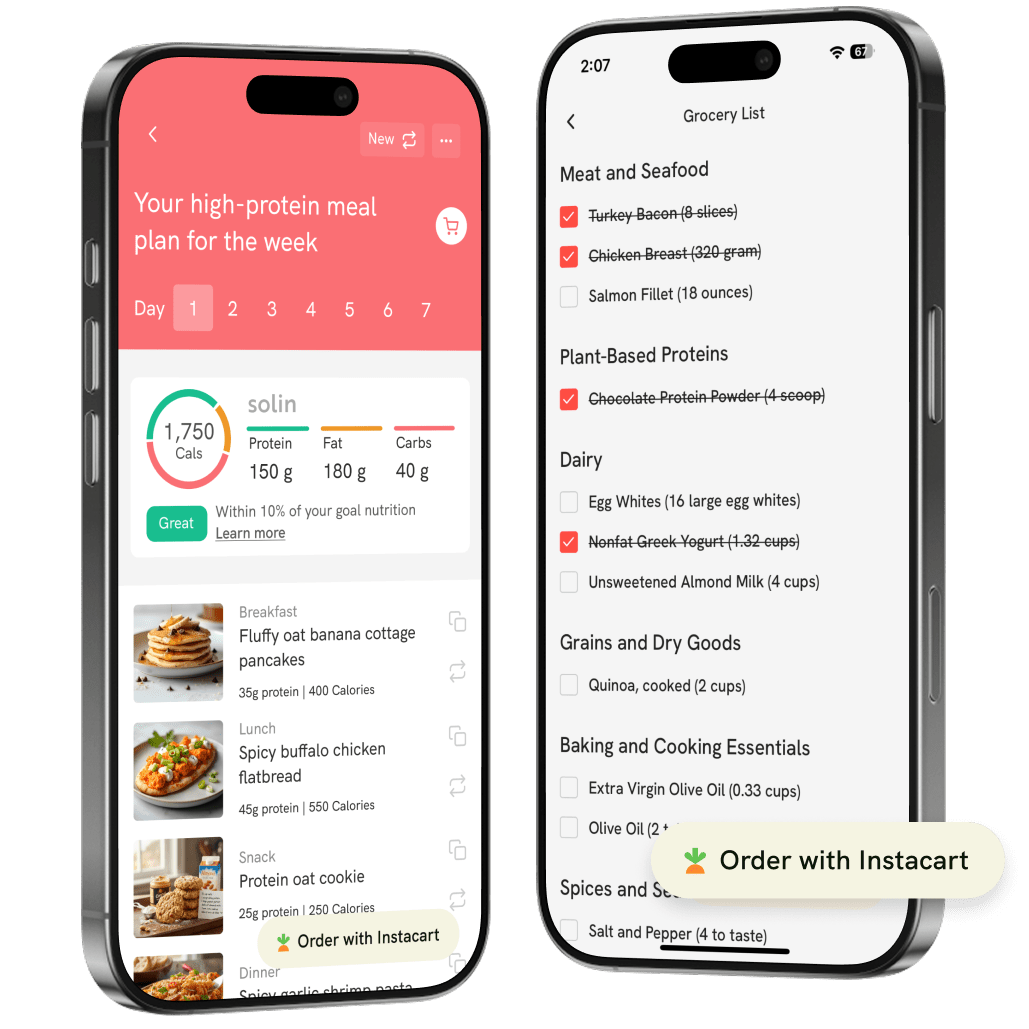 mobile app meal generator set goals