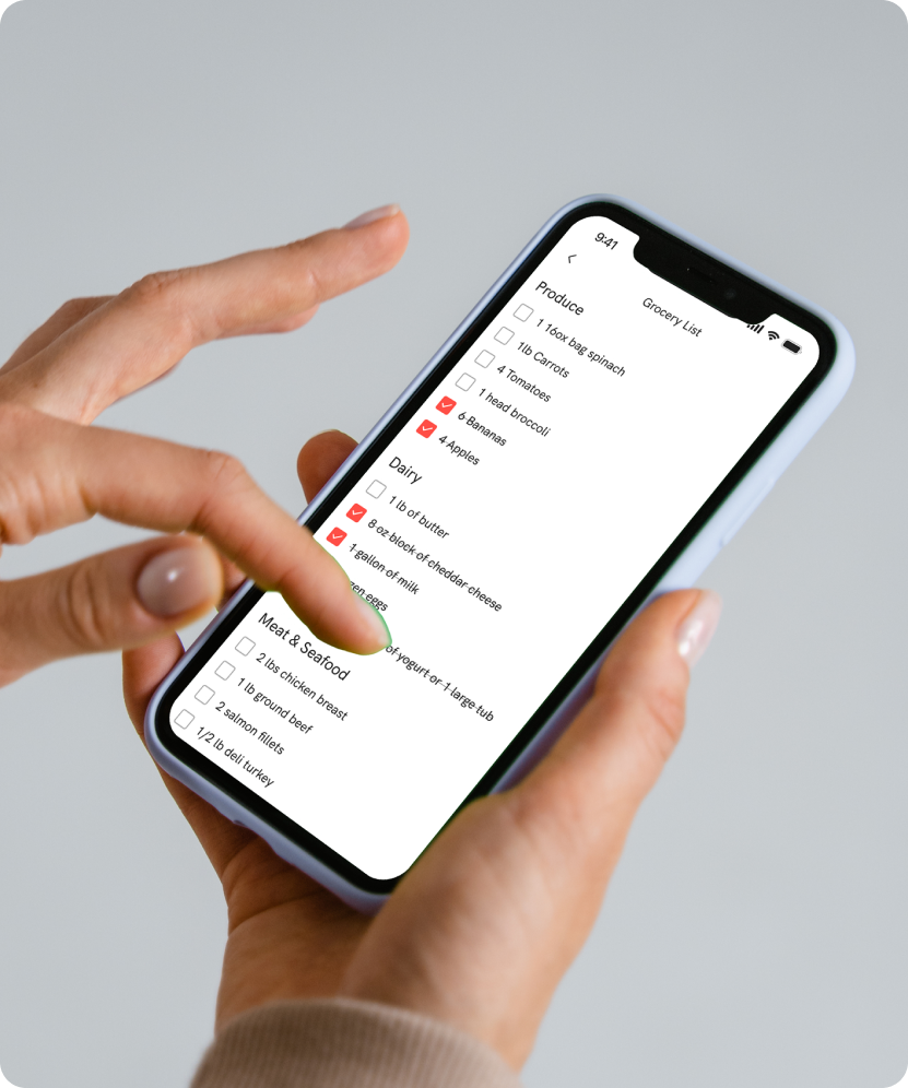 mobile app meal generator grocery list