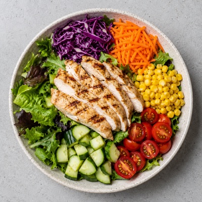 Rainbow protein salad
