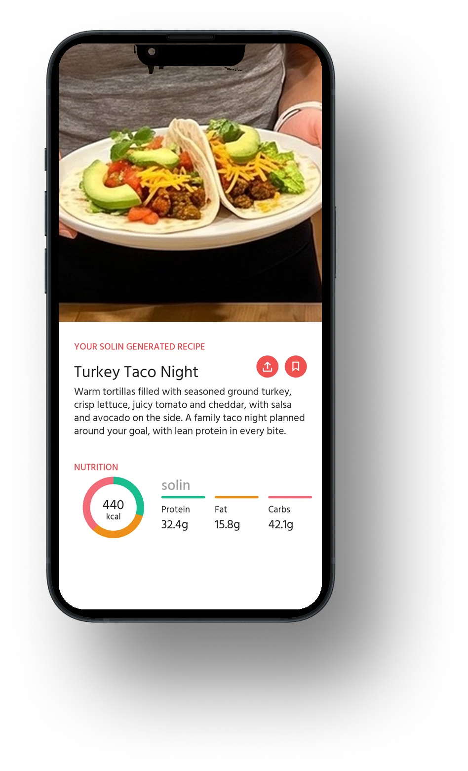 A Solin chicken parmesan recipe with its nutrition information