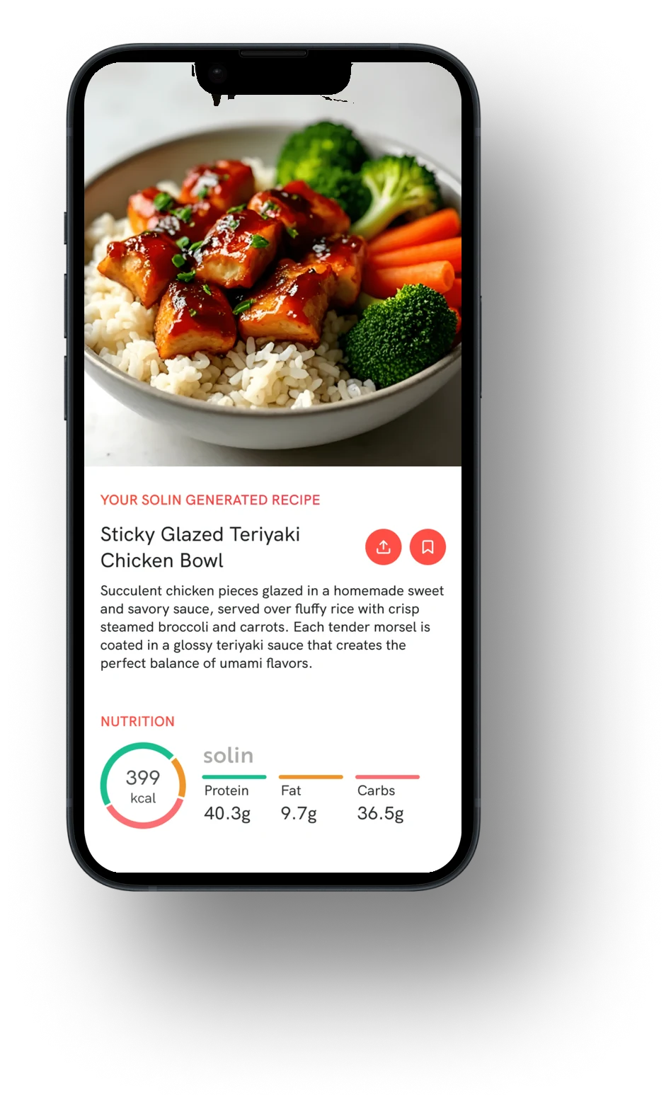 A Solin chicken parmesan recipe with its nutrition information
